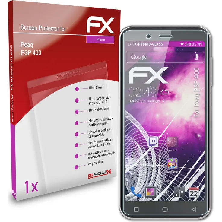 atFoliX Panzerfolie kompatibel mit Peaq PSP 400 9H Schutzpanzer