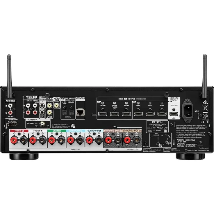 Denon AVR-X1700HDAB 7.2 AV Receiver Schwarz Dolby Atmos BT WLAN HEOS DAB+ – Bild 2