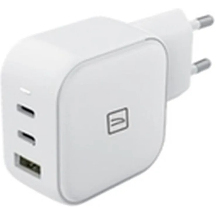 Tucano 65W GAN USB Wandladegerät, EU-Stecker mit zwei USB-Anschlüssen, weiss, Power Delivery und Überladeschutz