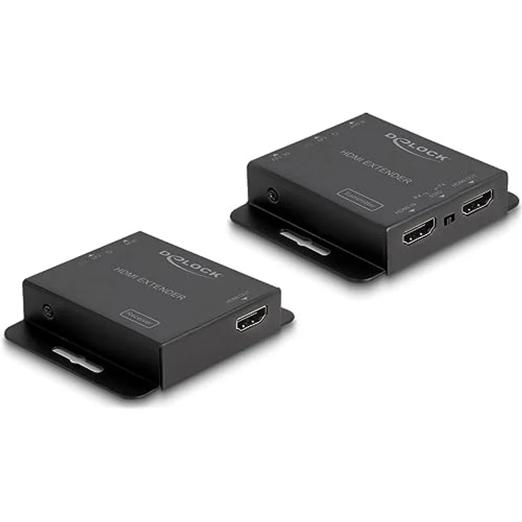Delock HDMI Extender Set über Cat.6 Kabel, 4K 30 Hz, KVM Switch, schwarz, bis 40 m Reichweite, PoC, IR-Signalübertragung – Bild 2