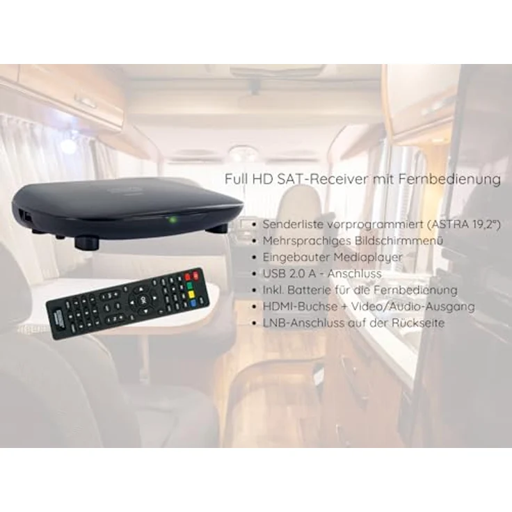 SCHWAIGER 9604 Camping Sat-Anlage, Komplett-Set mit 35cm Stahl Antenne, Single LNB, vorprogrammiertem HD Receiver und 10m Satelliten-Kabel im Transportkoffer – Bild 4