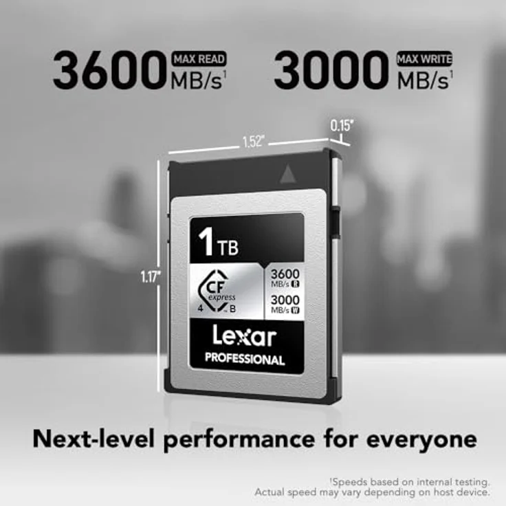 Lexar 1TB Professional CFexpress Type B Silver 4.0 Speicherkarte, bis zu 3600/3000 MB/s, 8K Video (LCXEXS4001T-RNENG) – Bild 2