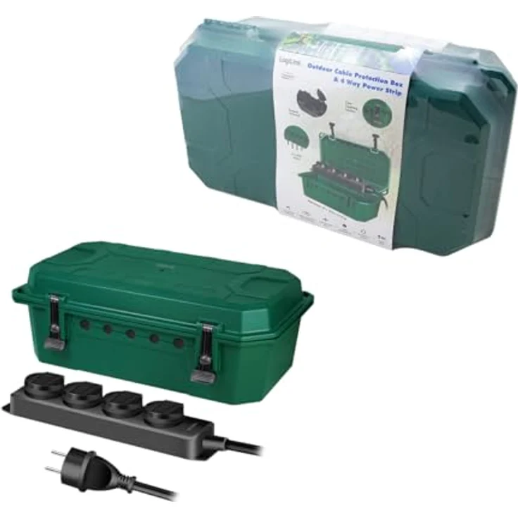 LogiLink LOGILINK Kabelschutzbox LPS284, 4-fach Steckdosenleiste, IP54, grün – Bild 11