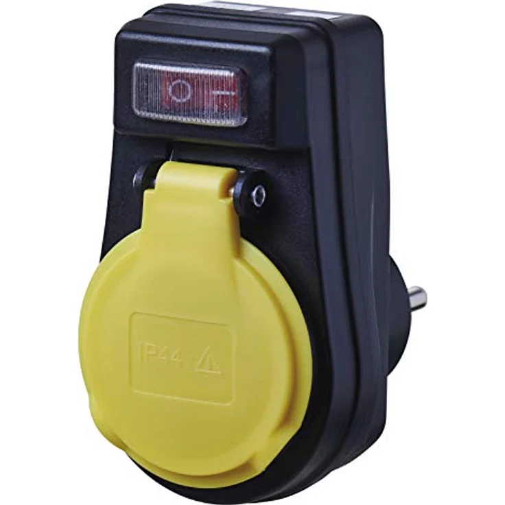 EMOS Outdoor Steckdose mit Schalter, IP44 wasserdichter Steckdosenadapter Schuko mit Schutzkappe für Außenbereich – Bild 2