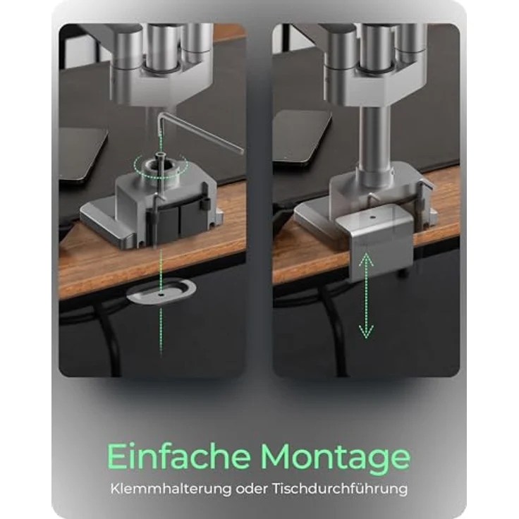 Icy Box IB-MS525-T, Monitorständer mit Tischhalterung für drei Monitore bis 30 Zoll, Silber, ergonomische Höhenverstellung, VESA 75x75mm/100x100mm – Bild 5