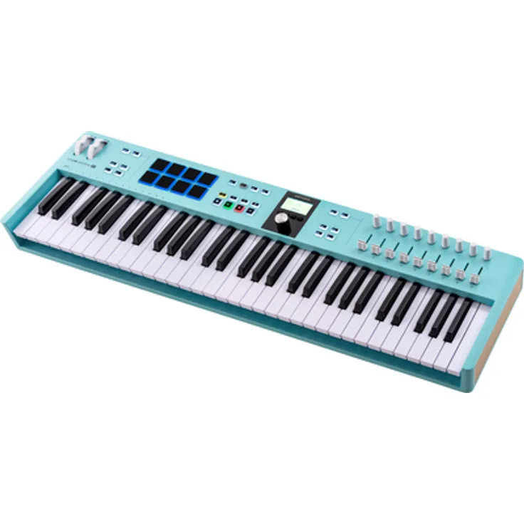 Arturia KeyLab Essential 61 Mk3, USB-MIDI-Controller mit 61 anschlagdynamischen Tasten, Aquamarin, umfangreiches Softwarepaket und integrierte Kreativwerkzeuge