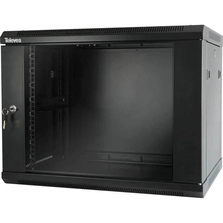 Televes 19" Rackschrank MSR198B, Serverschrank mit 8HE in 600x450mm, schwarz