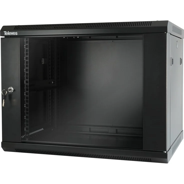 Televes 19" Rackschrank MSR198B, Serverschrank mit 8HE in 600x450mm, schwarz