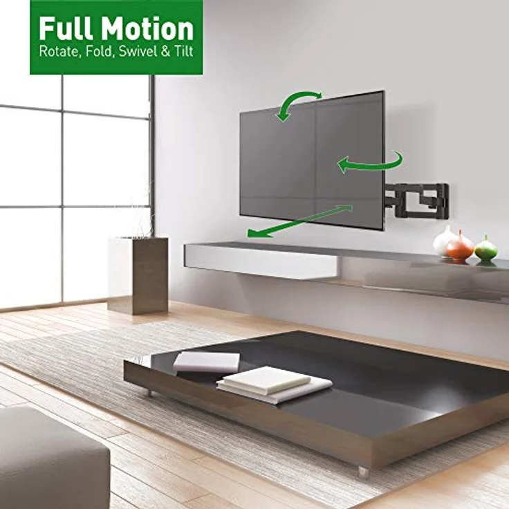 Barkan Long TV Wandhalterung, 13 - 90 Zoll Doppelarm, Schwenkbar / Vollbewegung flach & curved Fernseher TV Halterung, hält bis 60Kg, Extra stabil, für LED OLED LCD, Max. VESA 600x400 – Bild 2