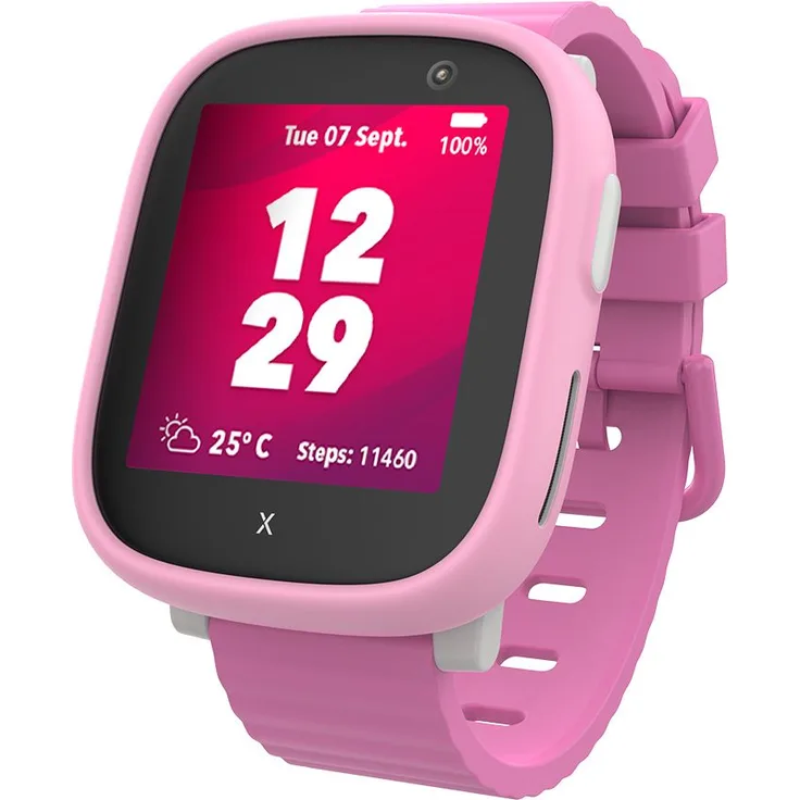 Xplora X6 Play Digital Smartwatch, Rechteckig, IP68, 4G, 1.52" TFT Display, 5 MP Kamera, GPS, Schwarz/Pink