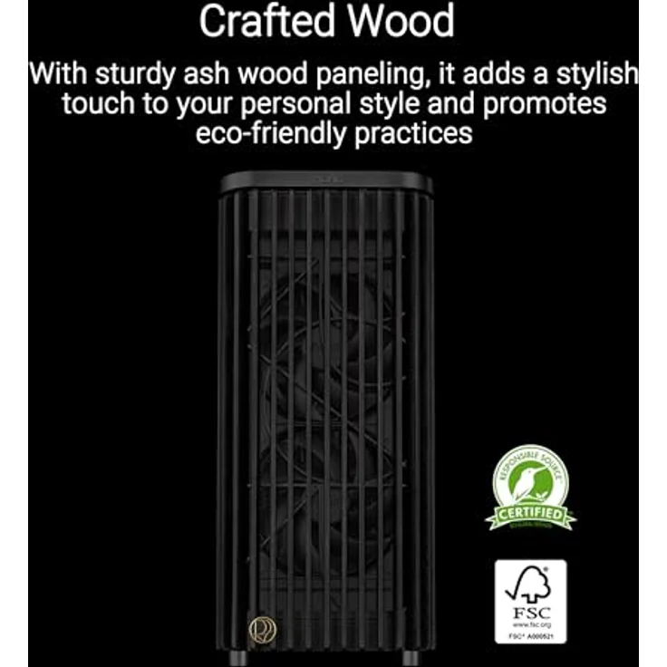 ASUS ProArt PA401 Wood Edition, ATX-PC-Gehäuse mit gehärtetem Glas, 2 x 160-mm-Lüfter, Tastensperre – Bild 2