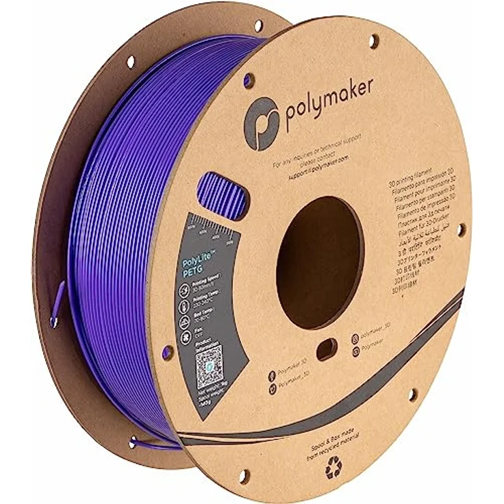 Polymaker PolyLite PETG, 3D-Druckfilament, lila, 1,75mm, 1kg, hohe Qualität und Zuverlässigkeit – Bild 1