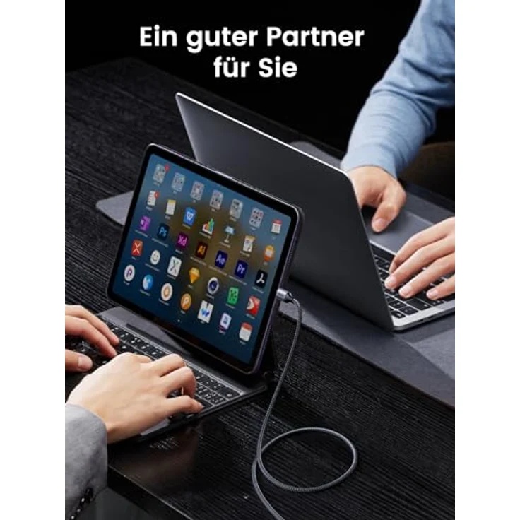 Ugreen USB Type C Kabel US261, 1 m, 60 W, 3 A, Quick Charge, 480 Mbps, schwarz-grau – Bild 4