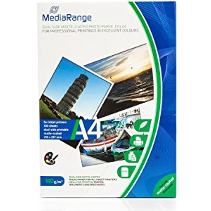 MediaRange DIN A4 Fotopapier für Tintenstrahldrucker, beidseitig matt, 140g, 100 Blatt – Bild 3