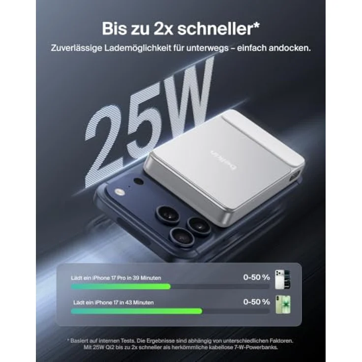 Belkin UltraCharge Wireless Power Bank, slim, 10000 mAh, 25 Watt, magnetisch, USB-C, weiß – Bild 4