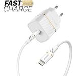 OtterBox USB-C PD EU Ladegerät 20W und verstärktes USB-C auf Lightning Kabel, Mfi zertifiziert, Schnelllade Bundle für iPhone und iPad, Sturzgeschützt und Robust, Weiß