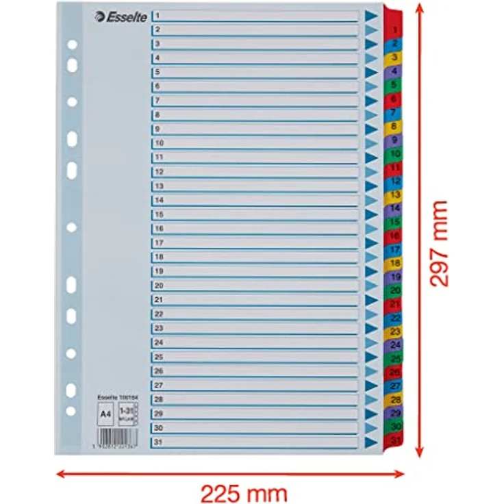 ESSELTE Aktenordner, Register 1-31, DIN A4, 31-tlg. Karton, weiß - Preisvergleich – Bild 5