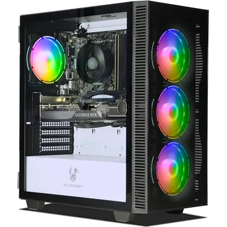Ankermann Ryzen Gaming V3 | AMD Ryzen 7 8700F | Nvidia GeForce RTX 4070 12GB | 32GB DDR5 RAM | 1TB NVMe SSD | Windows 11 | WLAN | Libre Office | RGB Beleuchtung, 750W Netzteil, Wildrabbit Aero Gehäuse