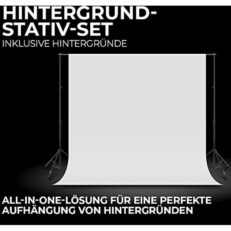 Rollei Hintergrund-Stativset , perfekte Foto Studio Hintergrund Halterung zum befestigen von Greesnscreens oder farbigen Hintergründen (Hintergrund Stativ-Set inkl. 3 Hintergründe) – Bild 3
