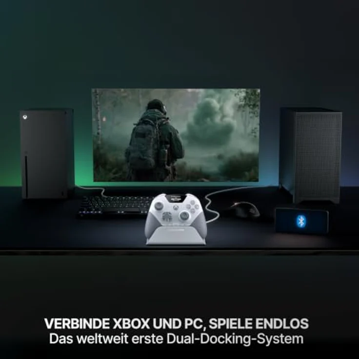 SteelSeries Aeon Pro Wireless Controller für Xbox, PC und Mobil – Weiß, QuickSwitch Dock, unbegrenzte Akkulaufzeit, OLED Smart Display, anpassbare Trigger und Paddles – Bild 2