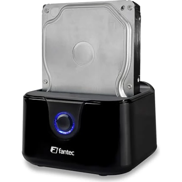 Fantec DS-X1U3-Glanz, USB3.2 Gen1 Dockingstation für 1x 3,5/2,5 Zoll SATA HDD/SSD, Transferraten bis 5 Gbit/s, Hochglanz Kunststoff, schwarz – Bild 1