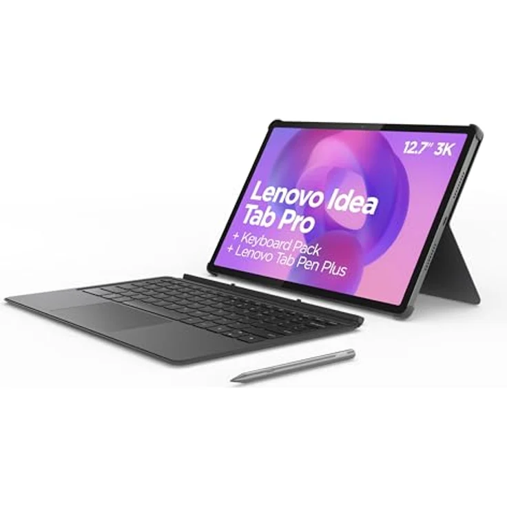 Lenovo Idea Tab Pro Tablet 32,7 cm (12,7 Zoll), 3K (MediaTek Dimensity 8300, 8 GB RAM, 256 GB UFS 4.0, 144 Hz, Wi-Fi 6E, Bluetooth 5.3, Android 14), Grau, inkl. Tastatur + Stift – Bild 1