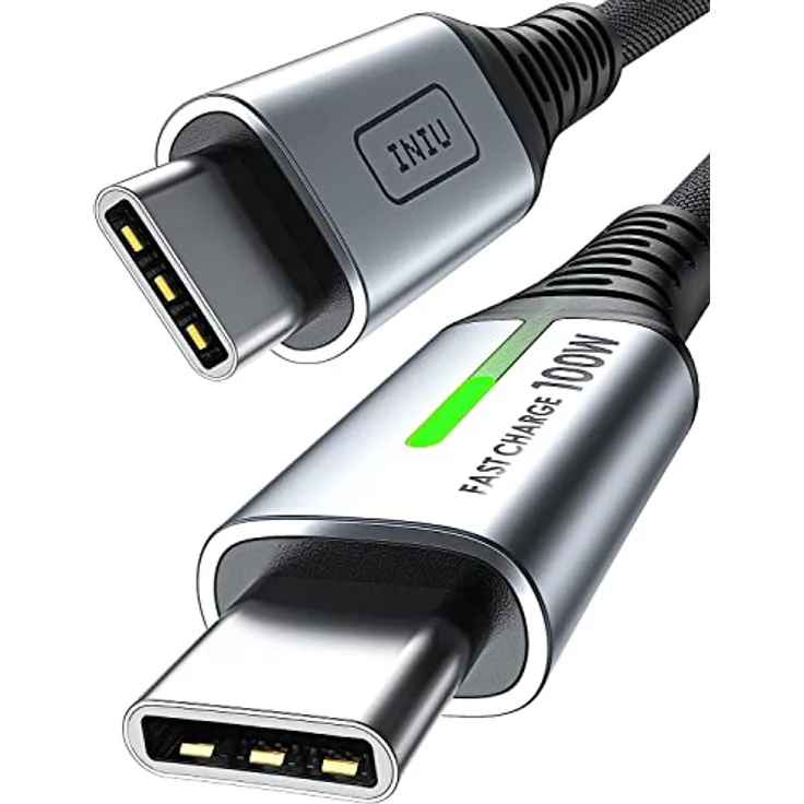 INIU USB C Kabel, 100W [2m] 5A PD QC 4.0 Schnellladekabel USB C auf USB C Kabel, Nylon Geflochten Typ C Datenkabel USB C Handy Ladegerät für Samsung S21 Note 10 iPad Pro MacBook Tablets LG Google - Preisvergleich