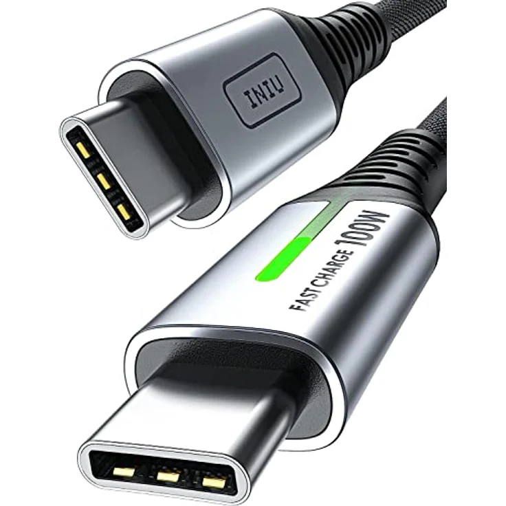 INIU USB C Kabel, 100W [2m] 5A PD QC 4.0 Schnellladekabel USB C auf USB C Kabel, Nylon Geflochten Typ C Datenkabel USB C Handy Ladegerät für Samsung S21 Note 10 iPad Pro MacBook Tablets LG Google - Preisvergleich – Bild 1
