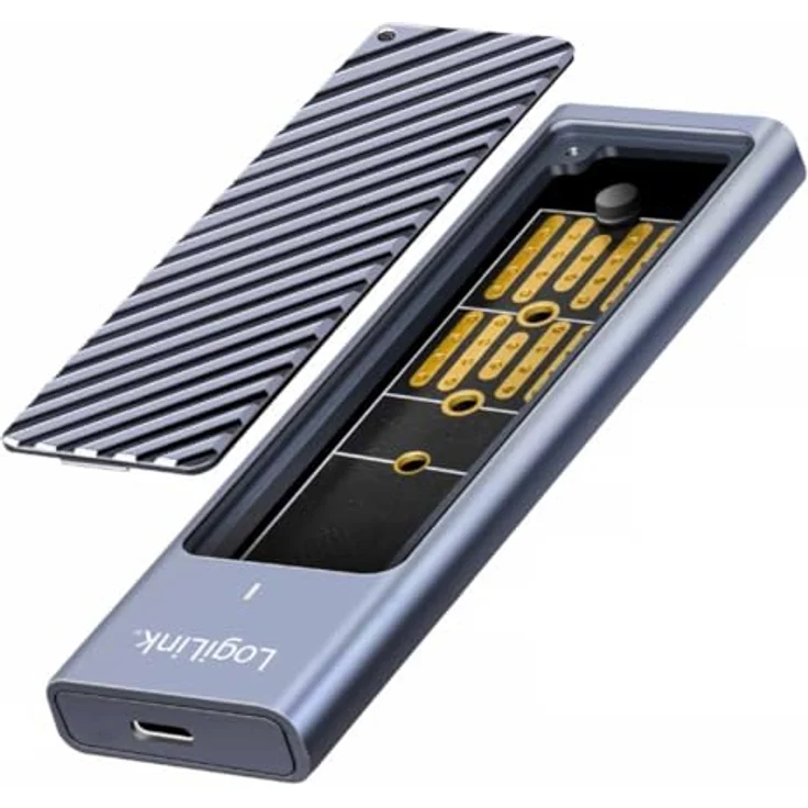LogiLink UA0435 M.2 Festplattengehäuse, Grau, USB 3.2 Gen 2x2 bis 20 GBit/s, Aluminium, für NVMe/SATA SSDs – Bild 1