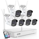 ZOSI 4MP WLAN Überwachungskamera Set Aussen, 6X WiFi Kamera Outdoor Set, 8CH 2.5K NVR mit 2TB Festplatte, Intelligente Nachtsicht, Personen- und Fahrzeugerkennung, Spotlight Warnung