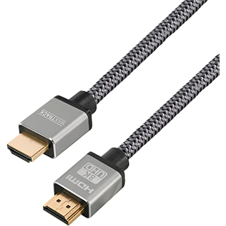 MAXTRACK HDMI® 2.1 High Speed Kabel, 8K@60Hz/4K@120Hz, 3 m, Metallic-Look, Gaming, TV, Blu-ray – Bild 1