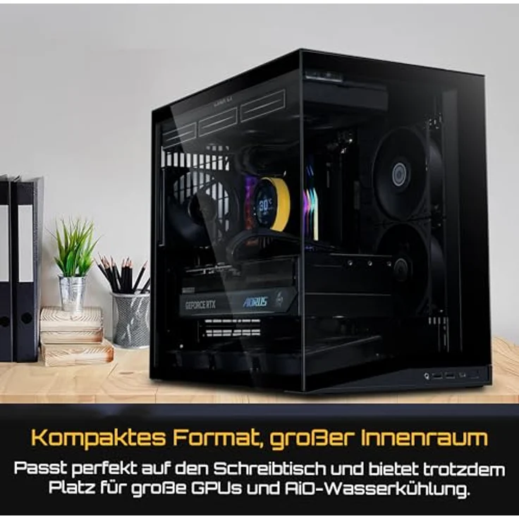 Lian Li O11 Dynamic Mini V2 Flow, Mini-ATX PC-Gehäuse in Schwarz mit 5x 120-mm-Lüftern und Tempered Glass – Bild 2