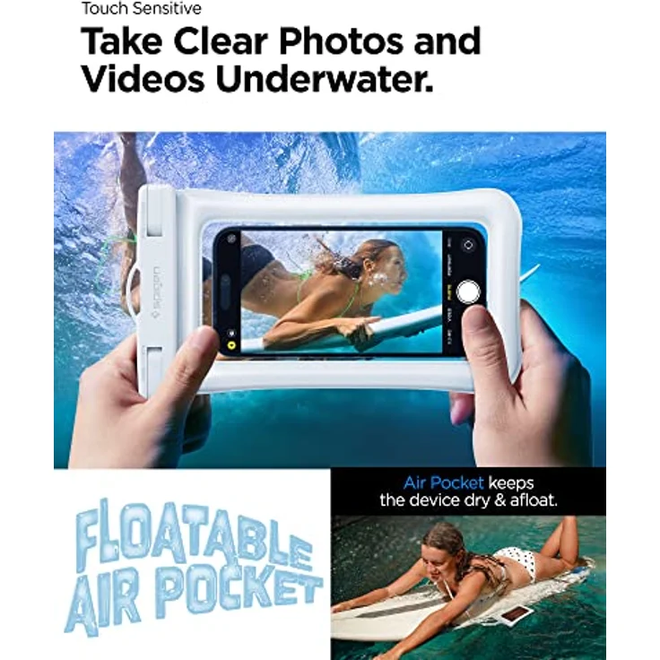 Spigen Aqua Shield wasserdichte Handyhülle Schwimmend [2 Stück] IPX8 Wasserfeste Handytasche Unterwasser Hülle Kompatibel mit iPhone, Galaxy, Xiaomi, Google Smartphones -Weiß – Bild 4