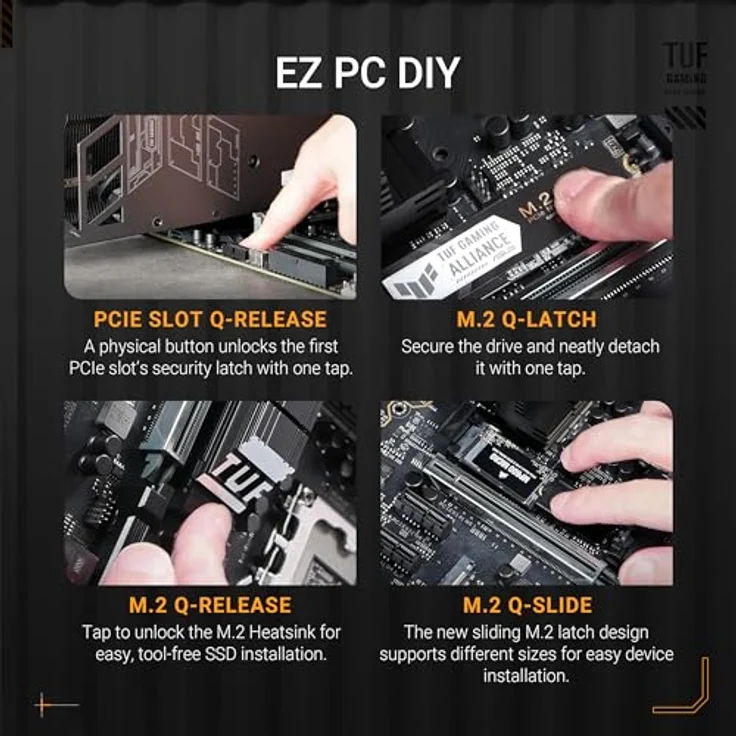ASUS TUF Gaming Z890-PLUS WiFi Mainboard Intel LGA 1851 (ATX, PCIe 5.0, DDR5, Thunderbolt 4, 4X M.2, WiFi 7, Q-Release, Aura Sync) – Bild 4