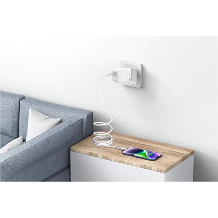Nevox 2M USB-C zu USB-C 2.0 Kabel, 48V/5A (240W), magnetisch aufrollbar, USB-IF zertifiziert, 2 m, weiss – Bild 3