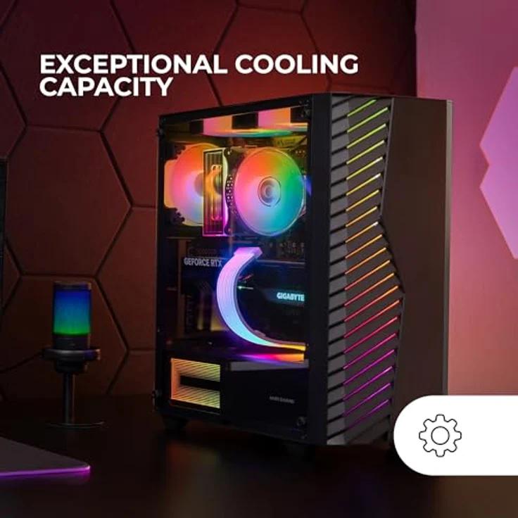 Mars Gaming MC-VOLT PC-Tower-Gehäuse, Midi-Tower mit ARGB-Beleuchtung und gehärtetem Glasfenster, schwarz – Bild 5