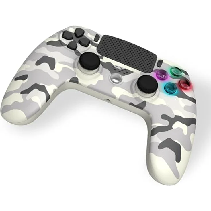 Trade Invaders Wireless Controller für PS4, 3,5mm Klinkenanschluss, LED-White Camo, drahtlos mit vibrierenden Tasten, Weiss – Bild 3