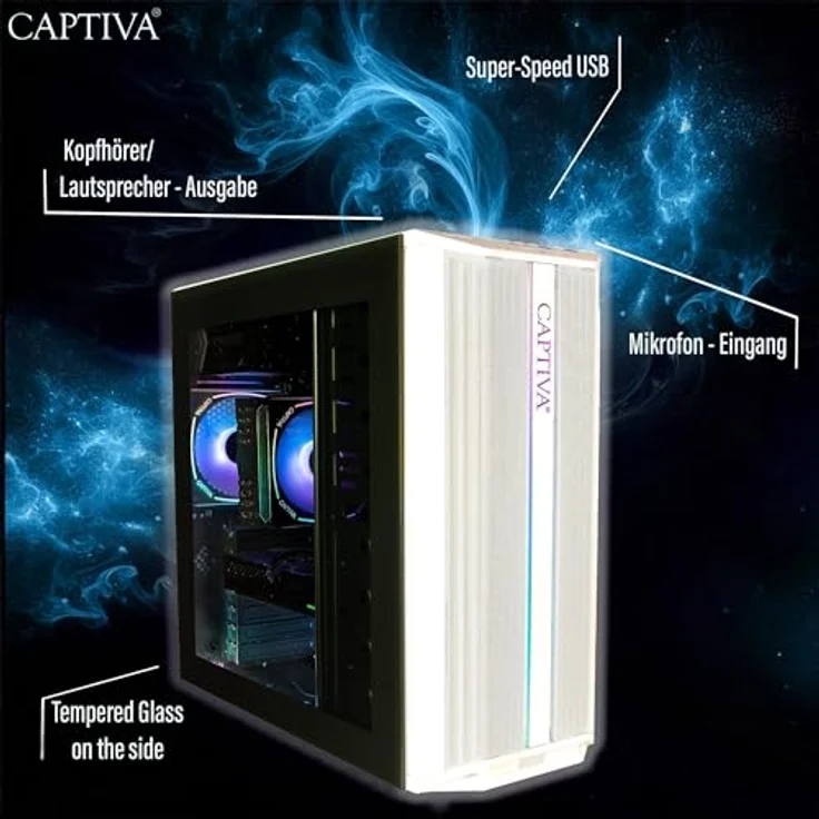 Captiva PC Advanced Gaming I95-894, Desktop-PC mit Intel i5-14400F, NVIDIA RTX 5060 8GB, 1TB SSD, 32GB RAM, WLAN, weiß, ohne OS – Bild 6
