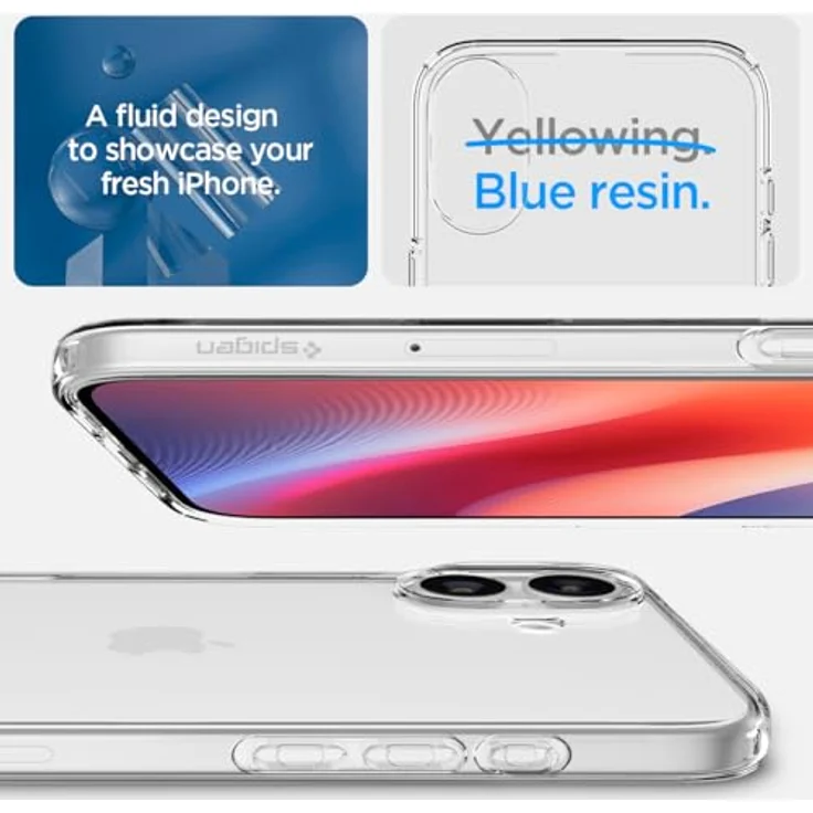 Spigen Liquid Crystal Hülle Kompatibel mit iPhone 16 -Crystal Clear, Transparentes TPU Material, Schutz für Display und Kamera, Air Cushion Technologie, Maßgeschneidert für alle Anschlüsse – Bild 3