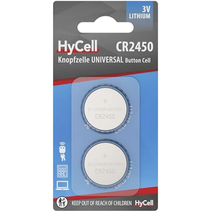 Ansmann HyCell Lithium Knopfzellen CR2450 3V, 2 Stück, Lange Haltbarkeit, für Taschenrechner, Waage, Uhr, Autoschlüssel, Garagenöffner, Fernbedienung, Licht – Bild 1