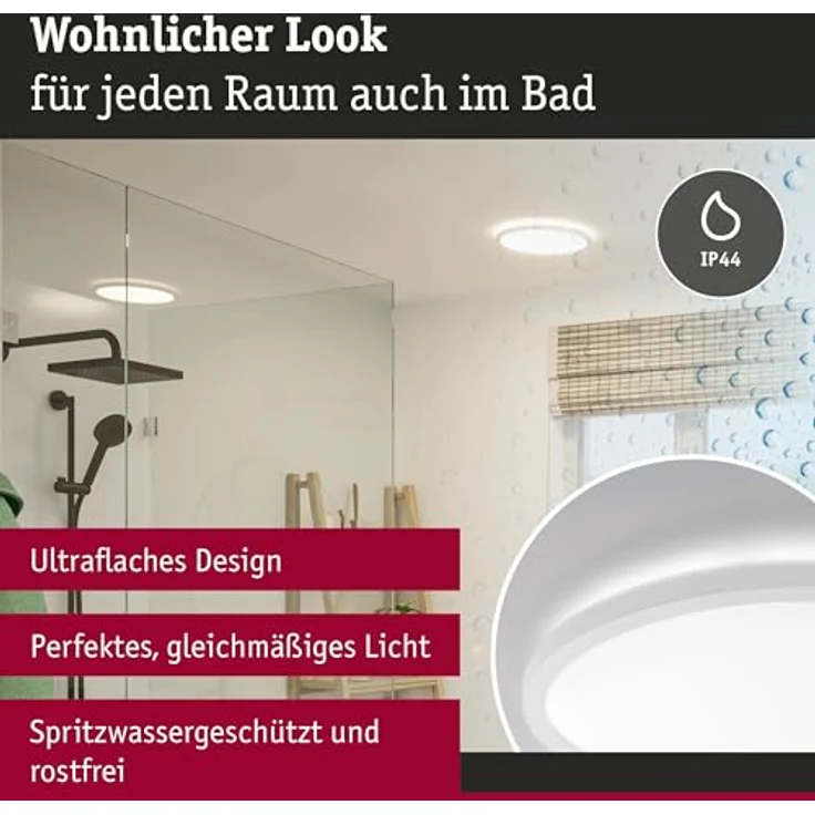 Paulmann 71157 LED Panel Atria Shine Backlight IP44 rund 293mm 16W 1600lm 4000K Weiß Deckenleuchte – Bild 3