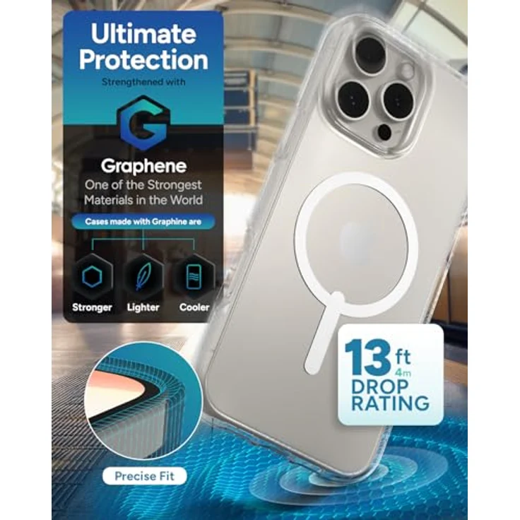 ZAGG Crystal Palace Snap, Graphen-verstärkte Hülle für iPhone 16 Pro Max [6.9-Inch], MagSafe kompatibel, kein Vergilben, Kratzfest, stoßfest, Abdeckung für die Rückseite (Transparent) – Bild 5