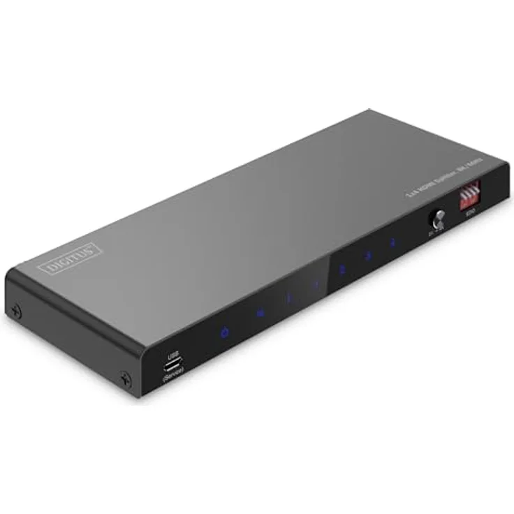 DIGITUS DS-55340 HDMI Splitter 1x4 – UHD 8K/60 Hz HDTV – Toslink, Stereo (3,5 mm) – Schwarz