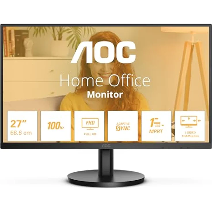 AOC 27B3HMA2 - 27 Zoll Full HD Monitor, 100 Hz, VGA, HDMI 1.4, schwarz – Bild 2