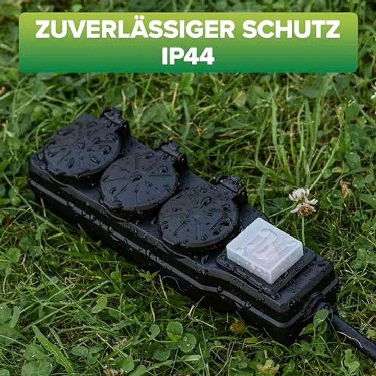 InLine 3-Fach Steckdosenleiste, Outdoor, IP44, 5m mit beleuchtetem EIN/Aus Schalter und erhöhtem Berührungsschutz, robust und langlebig, 16493P – Bild 4