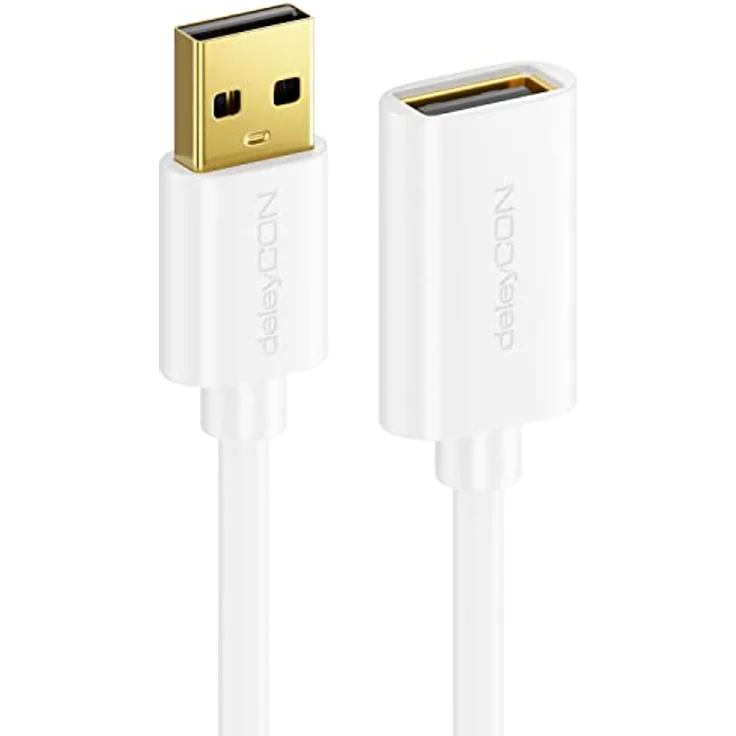 deleyCON 5m USB 2.0 Verlängerungskabel, USB-A auf USB-A, Hochgeschwindigkeit bis 480 Mbps, Weiß – Bild 4