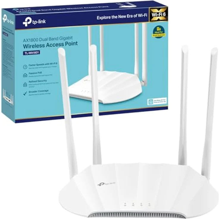 TP-Link TL-WA1801 AX1800Mbps Dual Band Gigabit Wi-Fi 6 Access Point, Passiver Wireless Access Point mit Captive Portal, Range Extender und Multi-SSID – Bild 1
