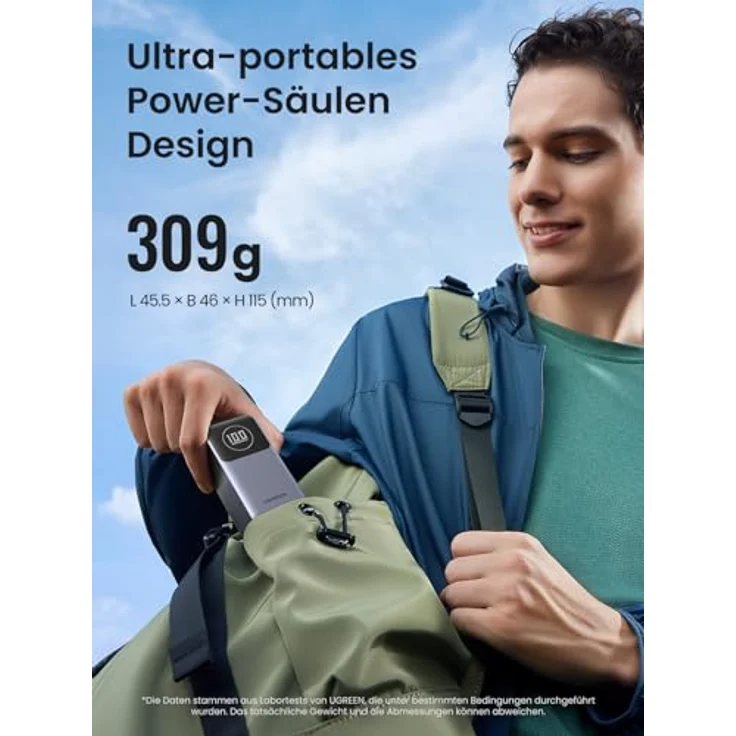 UGREEN Nexode Power Bank 12000mAh 100W Powerbank mit digitalem Display, USB C PD 3.0, kompatibel mit iPhone 15/14 Pro Max, Galaxy S24 Ultra, iPad - Leichtgewichtig und Hochgeschwindigkeiten Aufladen – Bild 4
