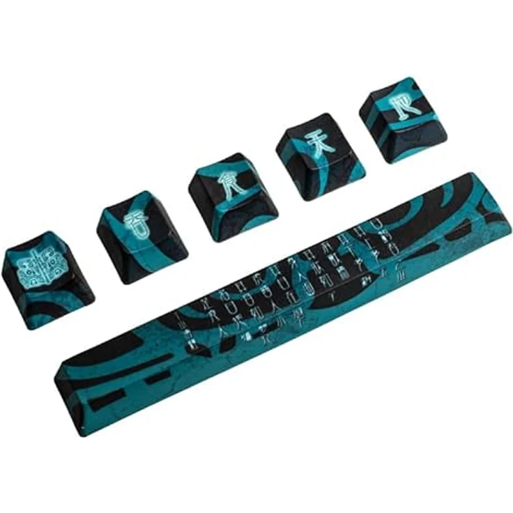 Traitors Taotie Keycap Set, 6 PBT Tastenkappen mit Jade-Grünem Motiv, Schwarz, Dye-Sub – Bild 1
