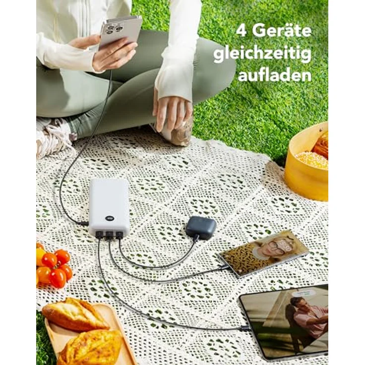 VEGER Power Bank 27000mAh 20W PD, Externer Akku mit 4 Ausgängen, 2 Eingängen und LED Display, USB C Kompatibel mit iPhone 15, 14, 13, 12, Samsung, Huawei, iPad, Weiß – Bild 5
